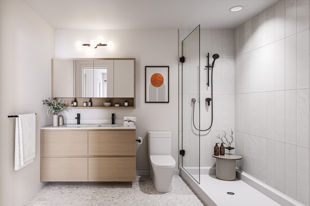 Washroom rendering at Skye at Holly Park townhomes for sale in Ladner BC